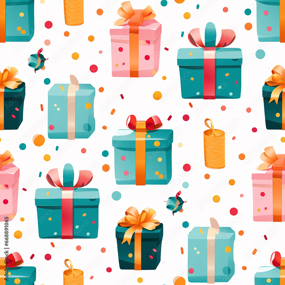 cute colorful gift boxes seamless pattern