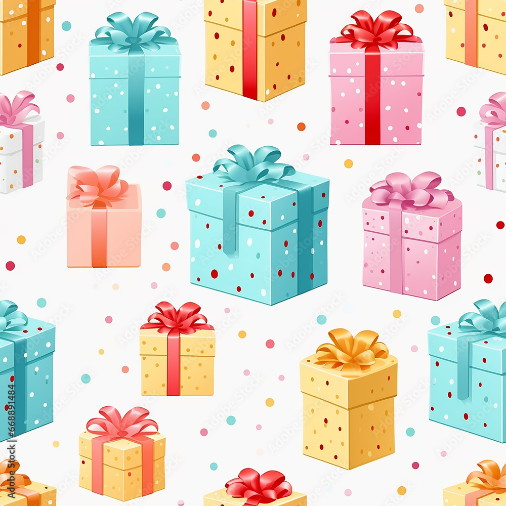 cute colorful gift boxes seamless pattern