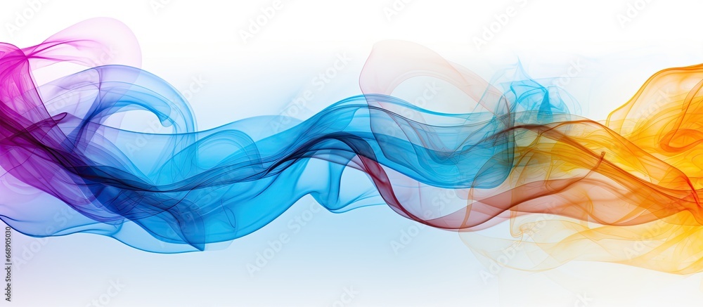 Colorful smoke against a white backdrop