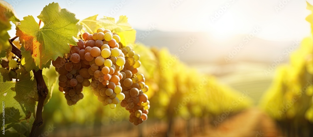 Vineyard backdrop on a sunny day with blurred surroundings