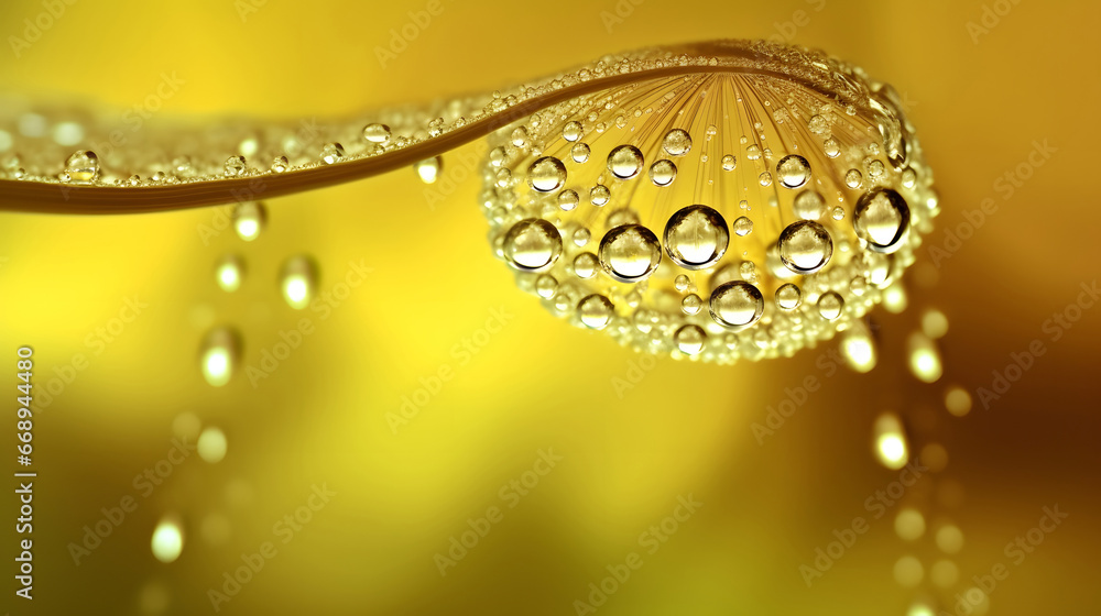 yellow waterdrop , light yellow nature background