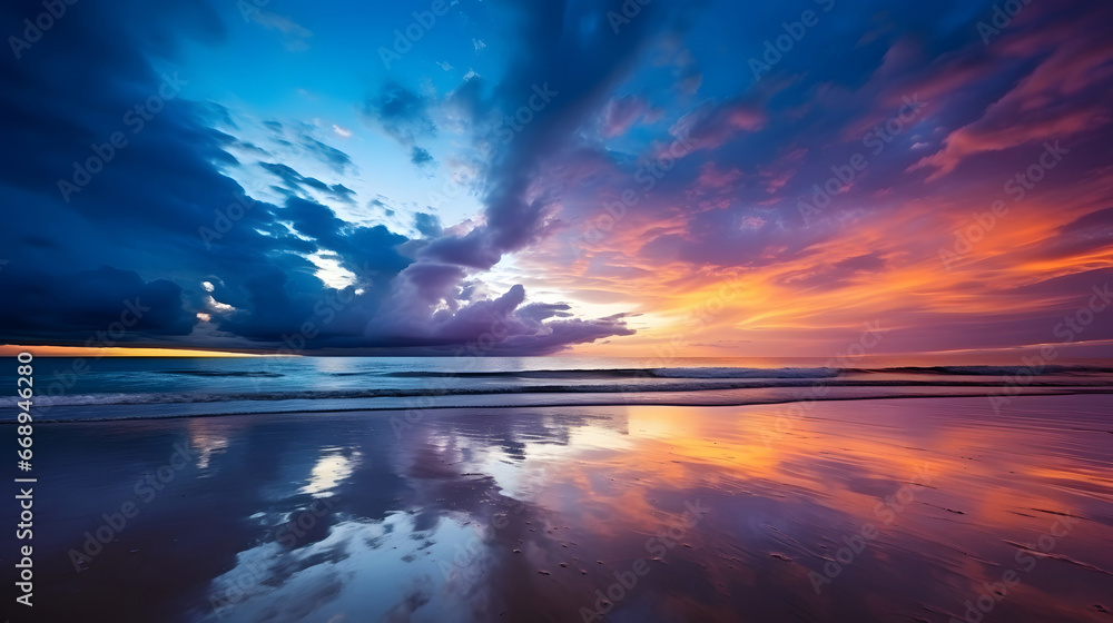 Colorful sunset over ocean