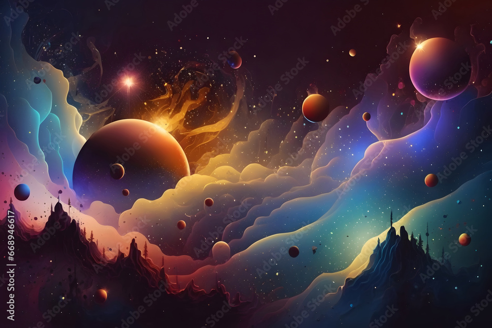 planet in space, earth and space, colorful space, background with stars