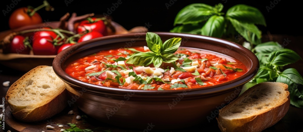 Italian tomato soup with beans Professional photo