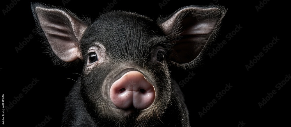 Portrait of an adorable pig up close