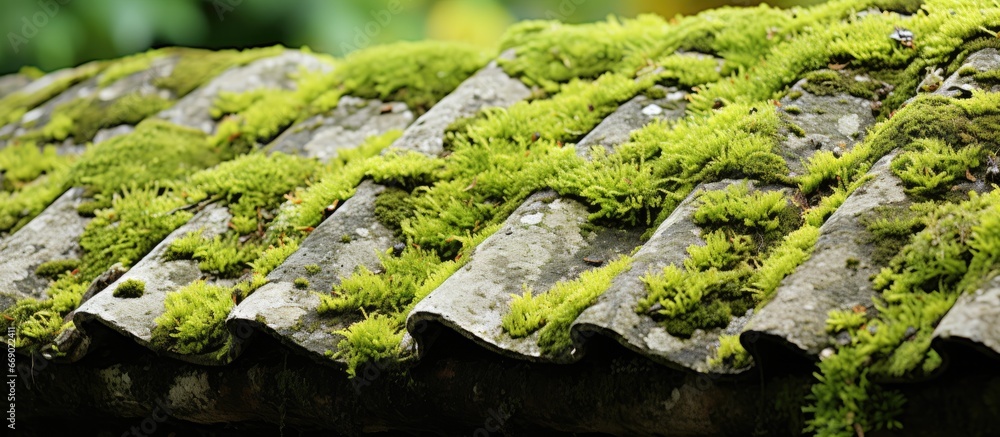 Moss on old tile roof