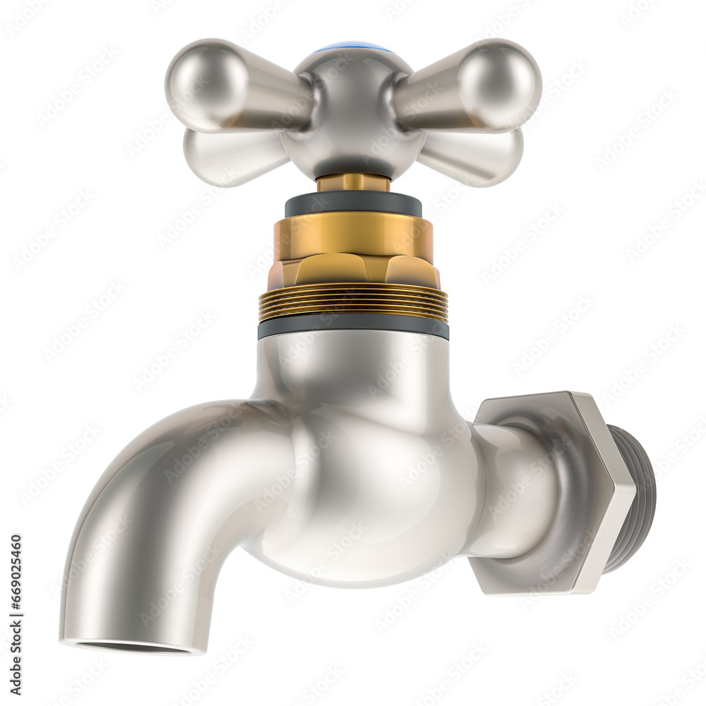 Water Tap, 3D rendering isolated on transparent background