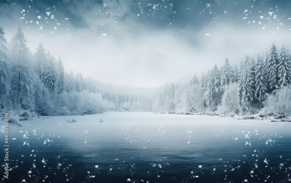 Winter natural forest background