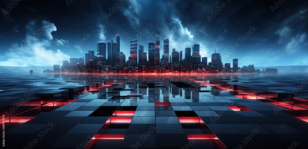 Futuristic city on a dark background