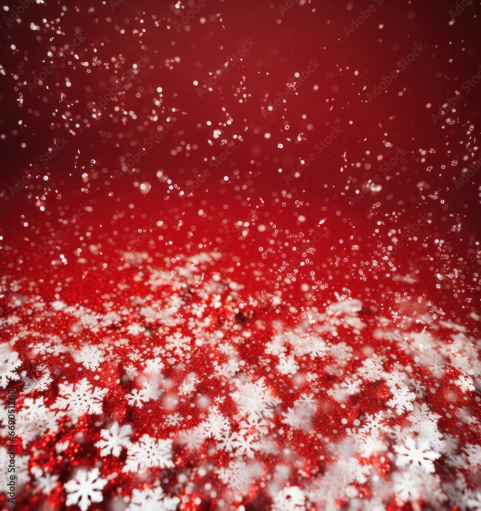 Red winter snowflakes background