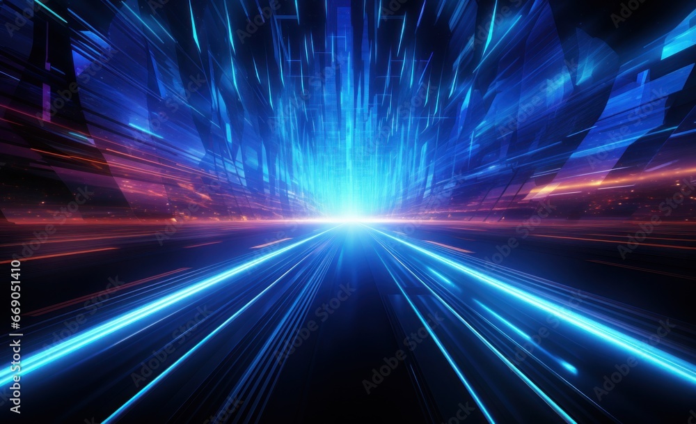 Futuristic abstract background with blue lines and lights