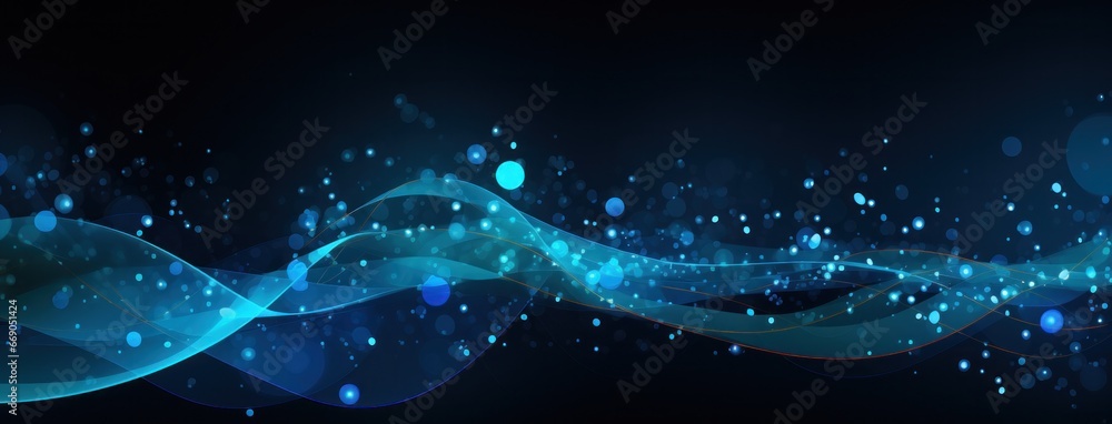 Abstract blue vortex background with dots on dark background