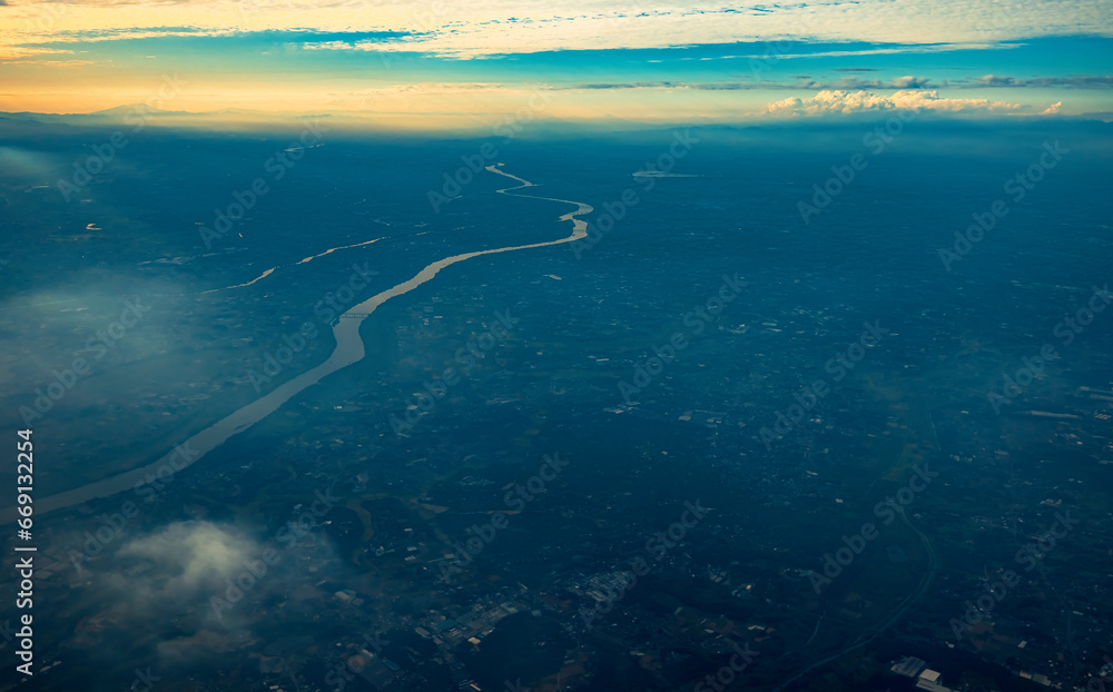 Aerial view of the country side of eastern Japan