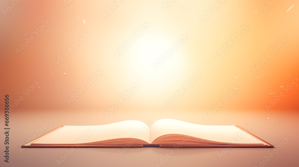 Bright lighting coming out of book, knowledge is power, read more.