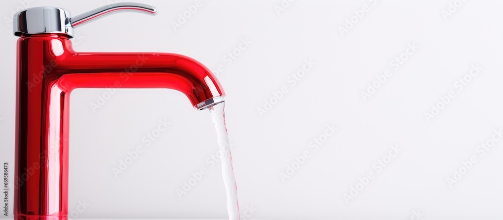 Water tap in close up on white background with available space for copying