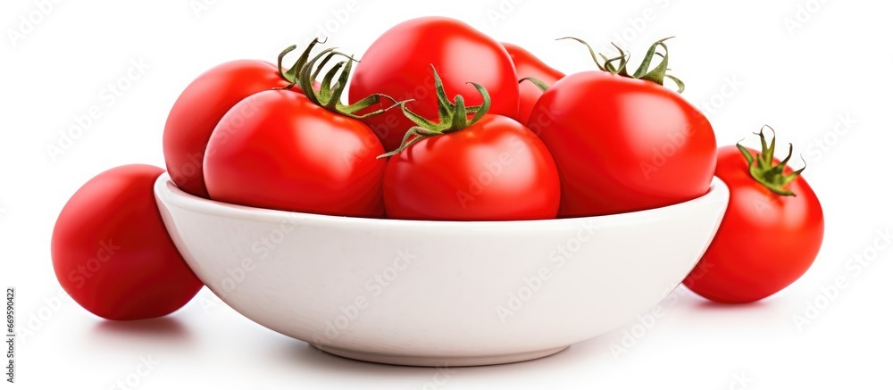 Red tomatoes on white background