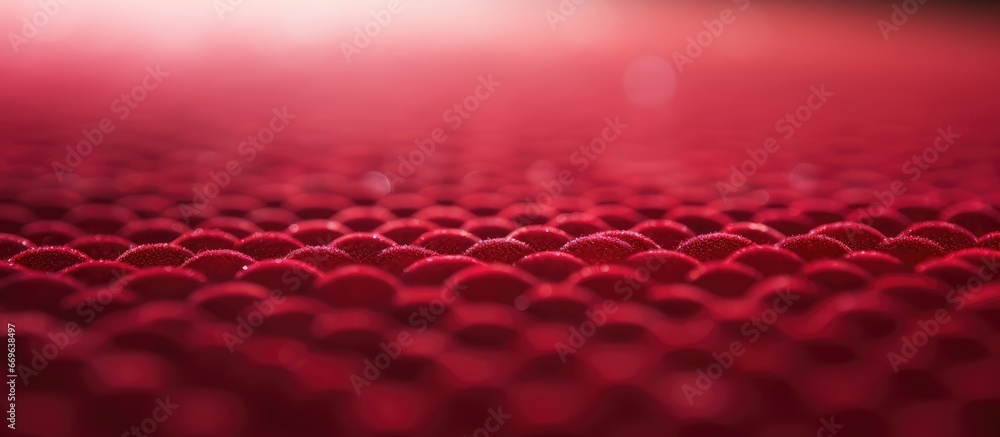 Red carpet pattern and design with blurred background closeup macro image vibrant color