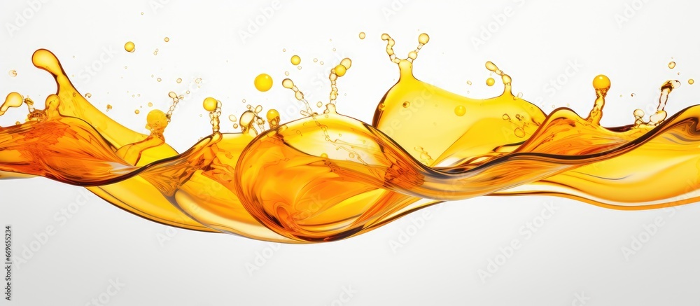 Moving transparent liquid splashing on white background