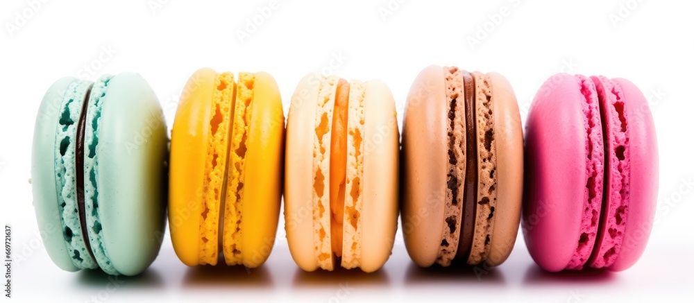 Macaroon made at home set apart on white background