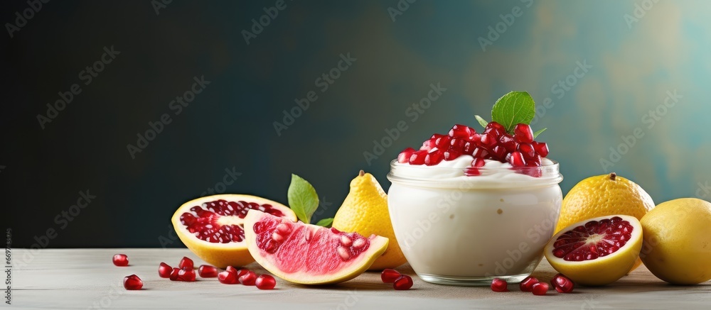 Fruity yogurt with lemon and apple