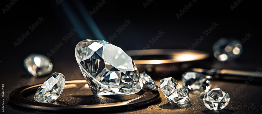 Diamond loupe on dark backdrop