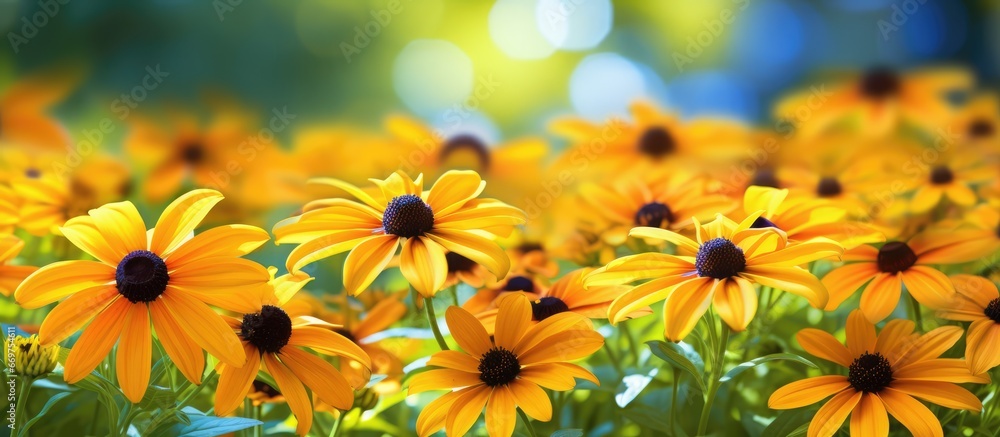 Vibrant rudbeckia in urban park