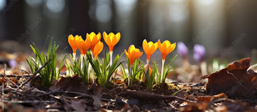 initial blossoms in garden in spring