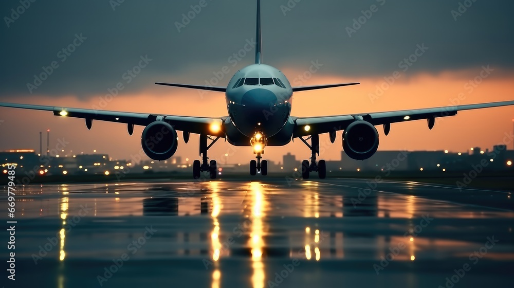 Plane on runway before takeoff.