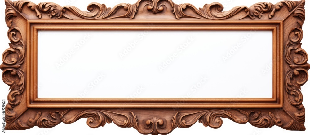 Old wooden frame on white background