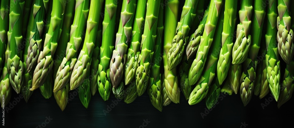 Market selling fresh green asparagus