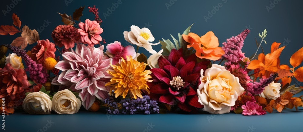 Vibrant flowers on a dark backdrop