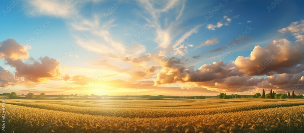 Sunset on a farm or rural area