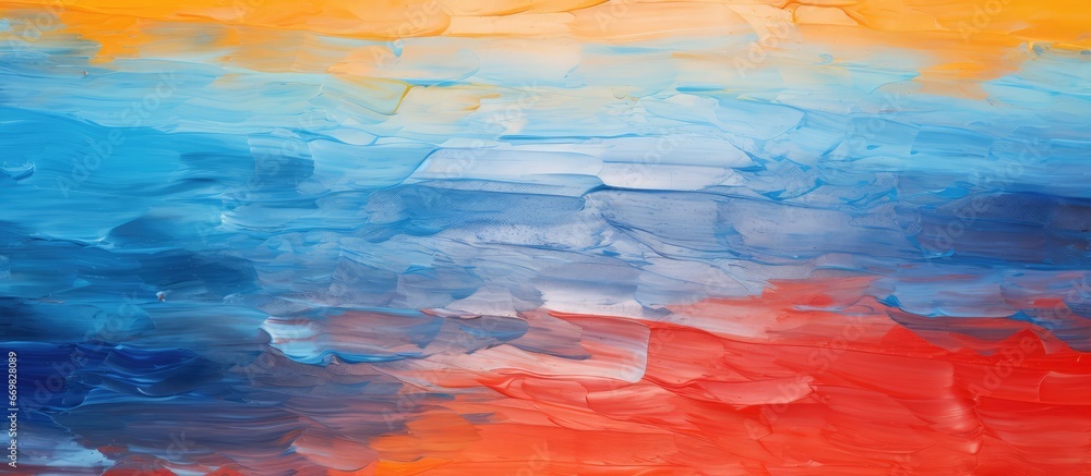 Abstract oil paint background with blue orange and red color variations