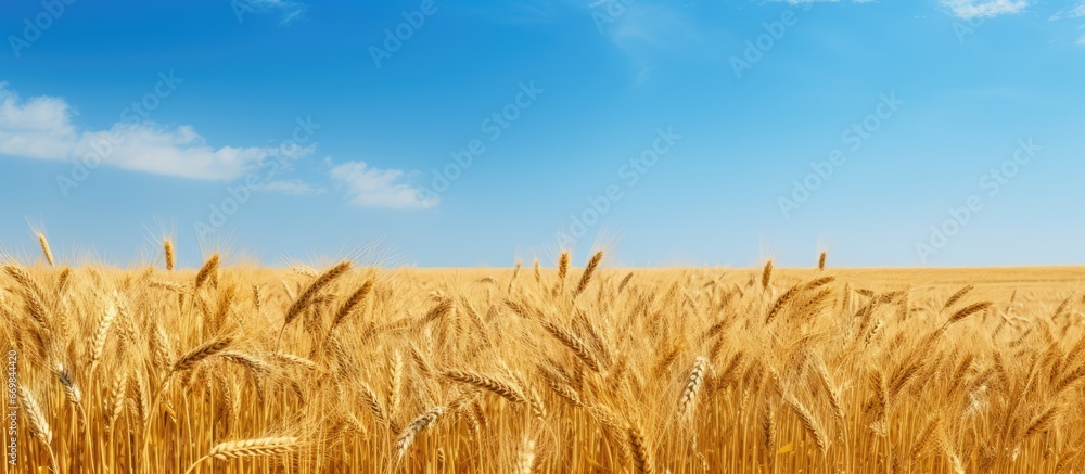 Harvest ready wheat fields in golden brown