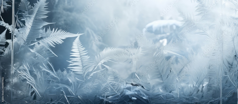 Ice ferns on glass