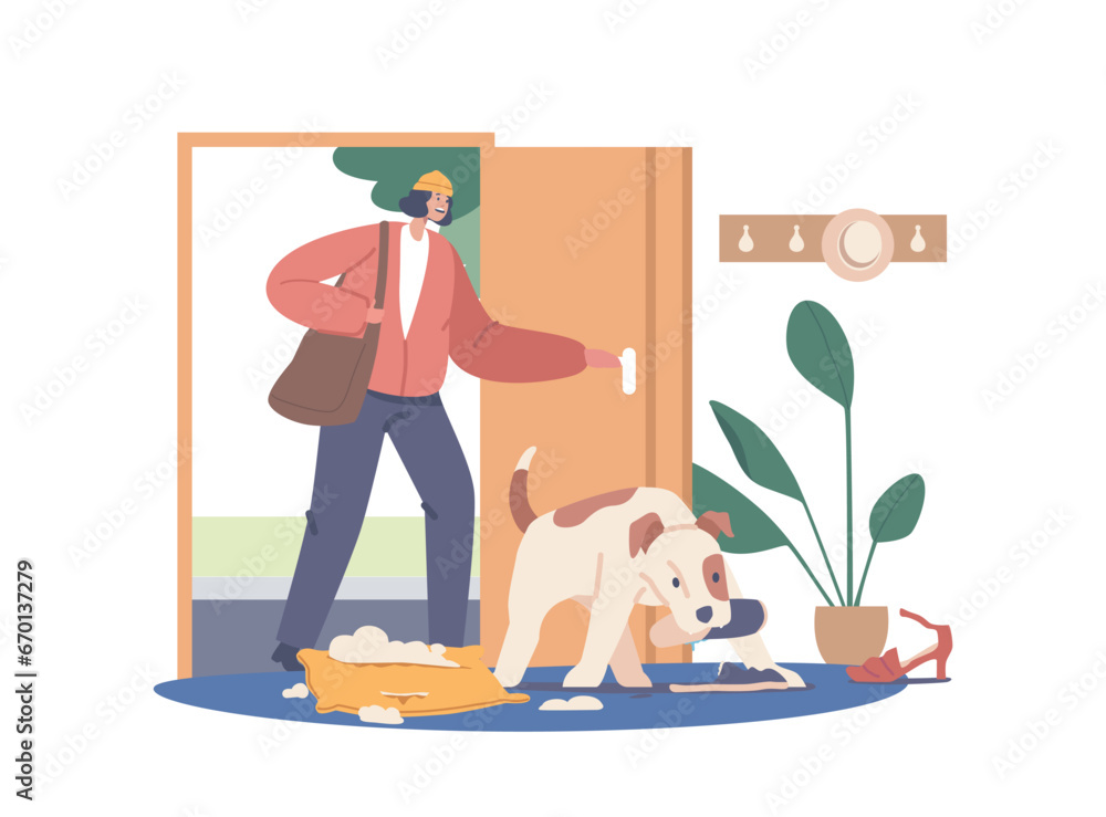 Dog Separation Anxiety Is A Distressing Behavior Issue Where Dogs Exhibit Extreme Stress, Destructive Action And Chewing