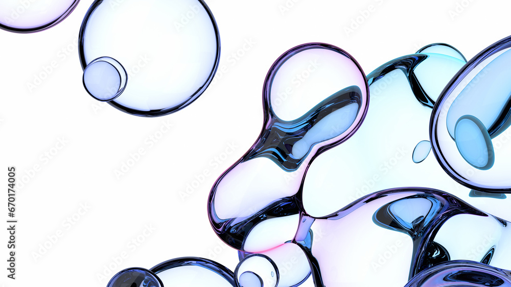 Abstract 3d render, liquid bubbles, background design