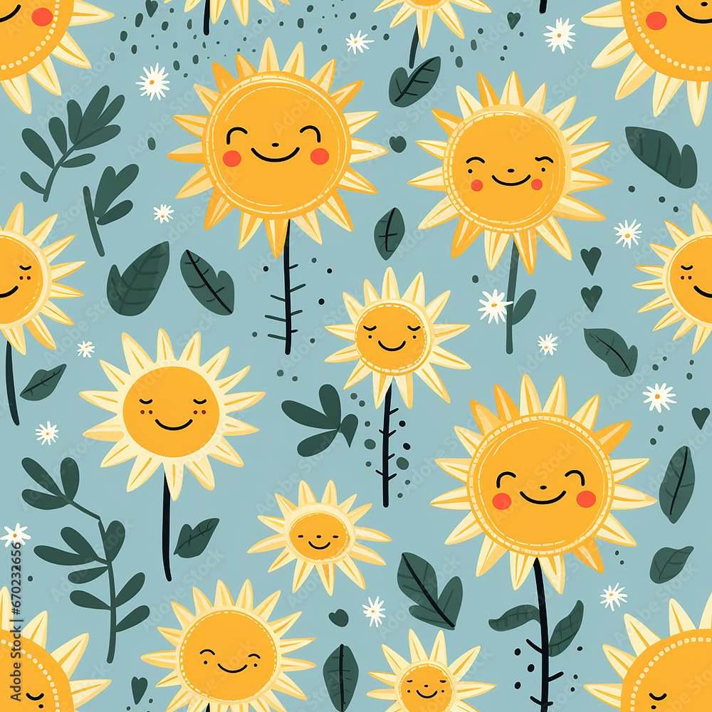 cute yellow childish sun pattern