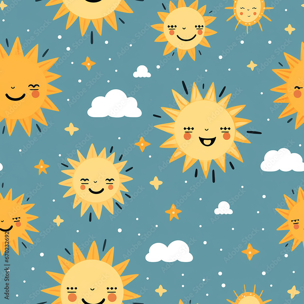 cute yellow childish sun pattern