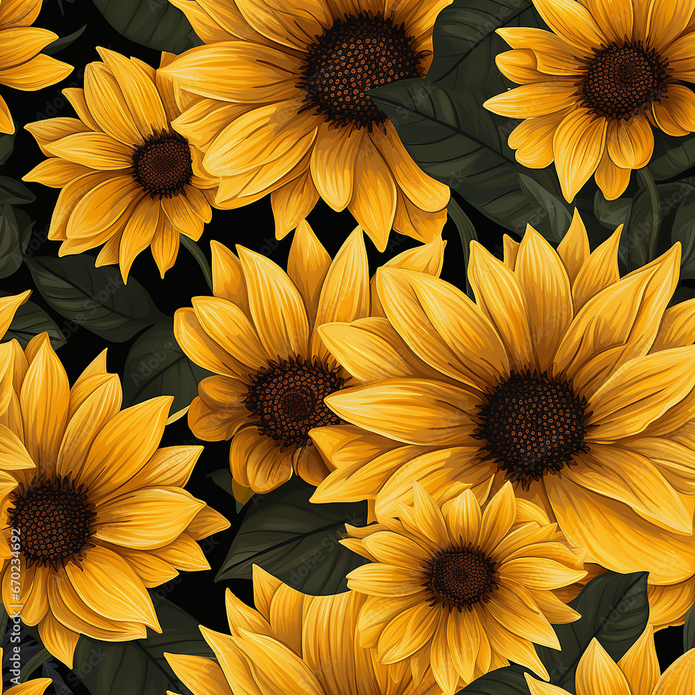 Yellow sunflowers pattern