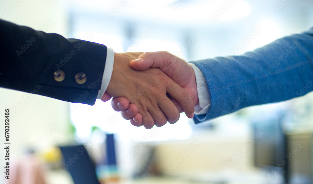 business people shaking hands in office