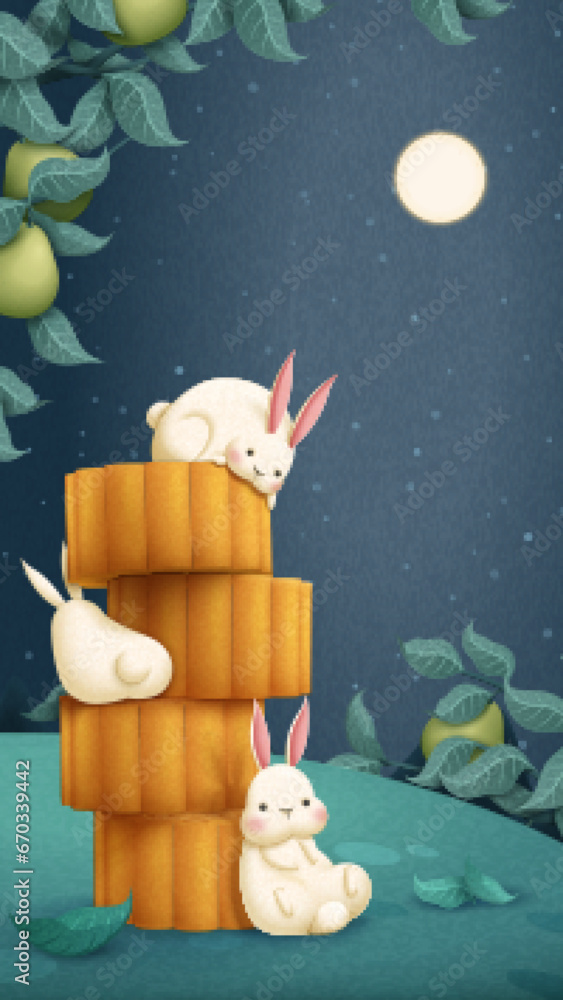 Mooncakes and bunnies wallpaper