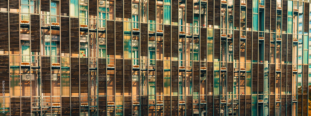 Closeup of skyscraper facade abstract urban background patten