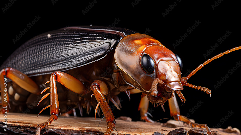 cockroach on a black background