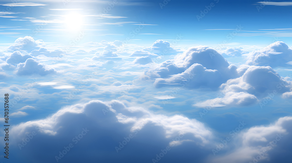 blue sky with clouds, Beatiful sky with comolus clouds