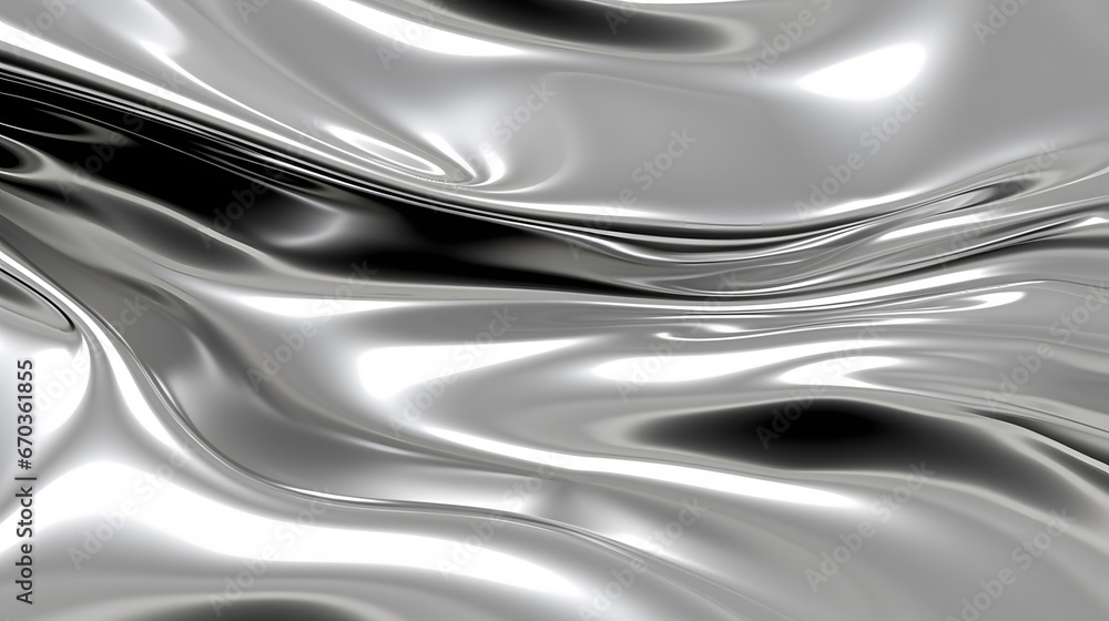 abstract background of metal, glossy silver metal fluid glossy chrome mirror water effect background backdrop texture 