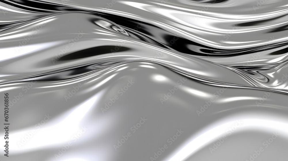 abstract background of metal, glossy silver metal fluid glossy chrome mirror water effect background backdrop texture 