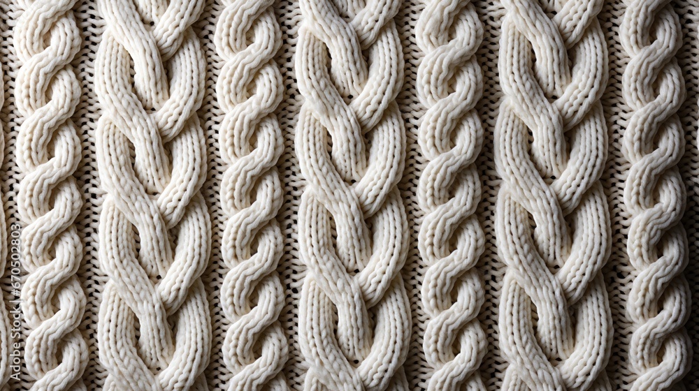 Knitted wool white background. Handmade fabric texture. Generative AI