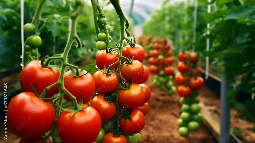 tomatoes in the garden, Fresh tomatoes picked from the greenhouse