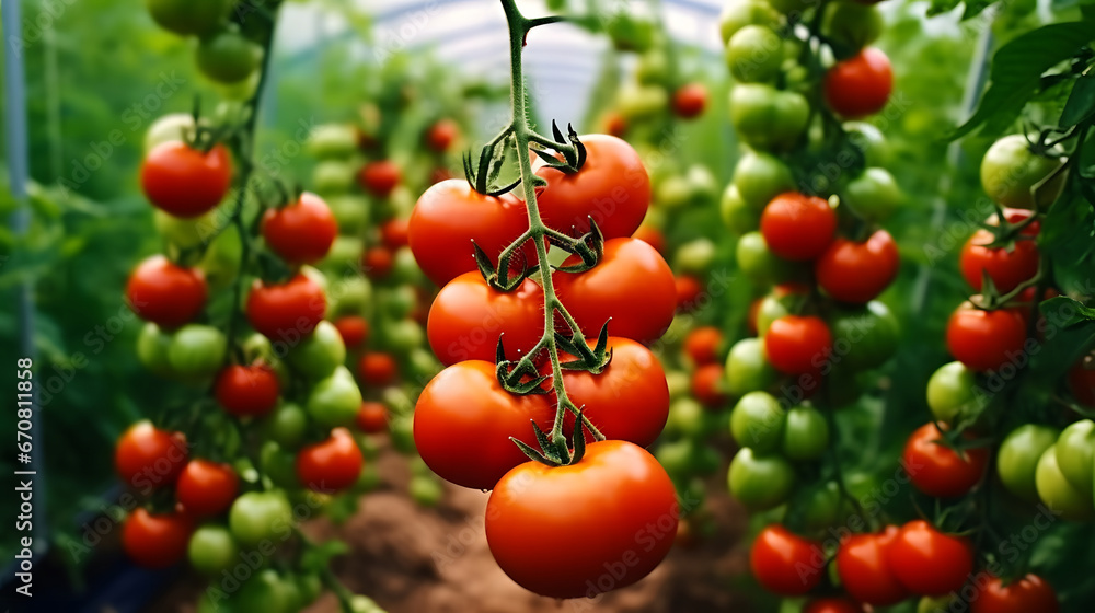 tomatoes in the garden, Fresh tomatoes picked from the greenhouse